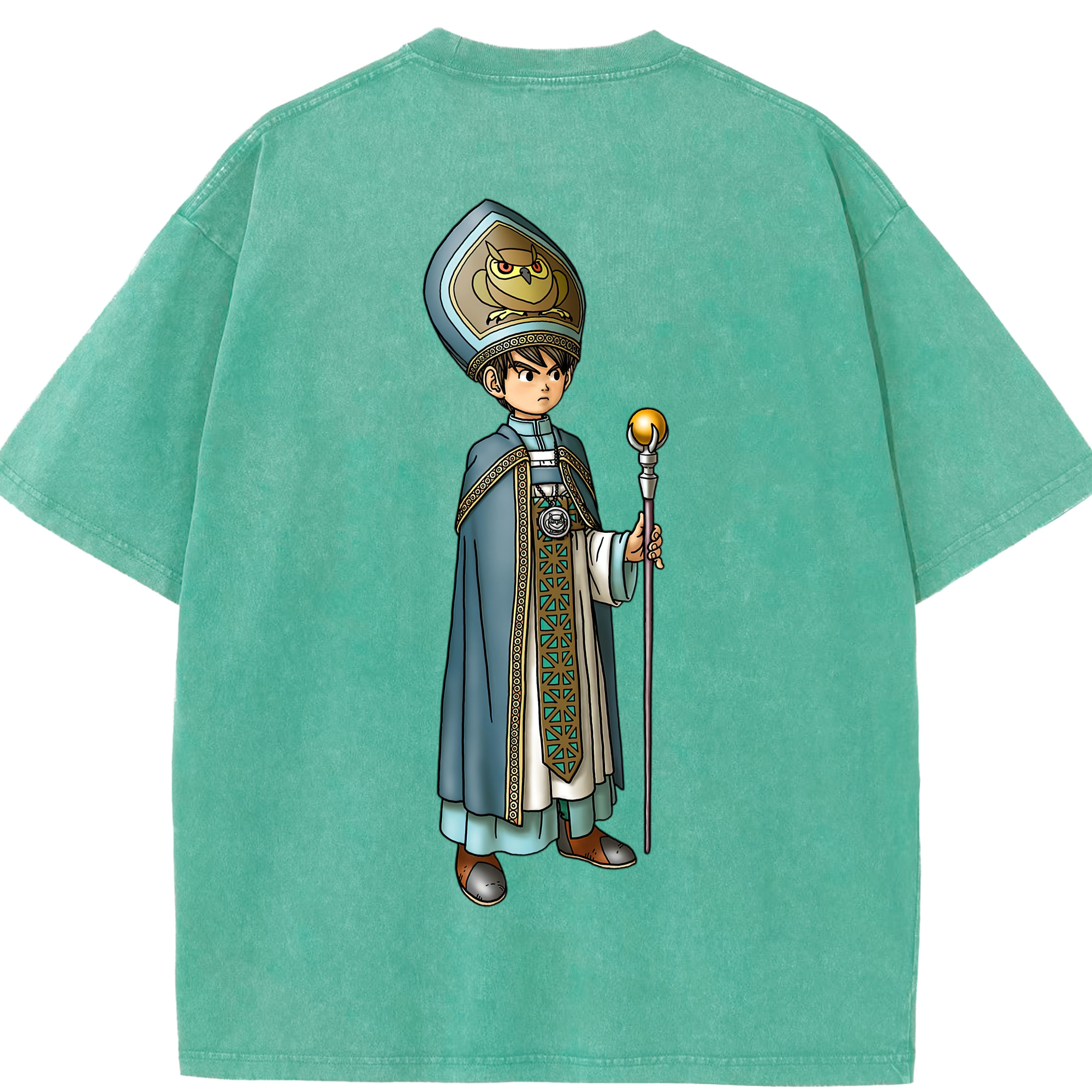 （画像用） ドラゴンクエスト Doragon Kuesuto Dragon Quest 綿100% ヴィンテージ風 半袖Tシャツ（背面プリント）